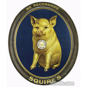 Advertising Sign Squires Pig Tin Lithograph Oval Self-Framed 1906 | Kovels' Price Guide