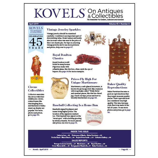 Kovels On Antiques & Collectibles Vol. 45 No. 8 – April 2019