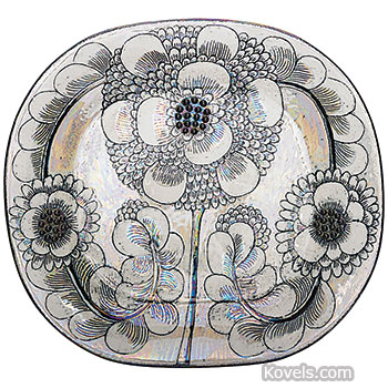 Arabia, Charger, Stylized Flowers, Glazed, B. Kaipainen, Finland, c.1950