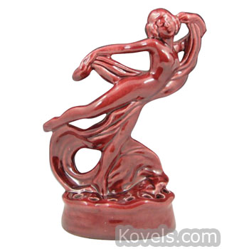 Camark Pottery, Figurine, Nude, Flower Holder, Maroon High Glaze