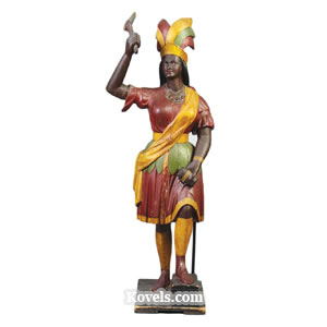 Cigar Store Figures, Indian, Maiden, Headdress, Arm Up Holding Tomahawk, Cigars, 1800s