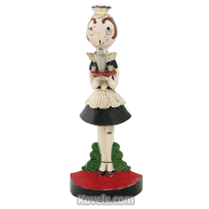 Doorstop Parlor Maid Serving Cocktails Cast Iron Signed Fish No 268 Hubley