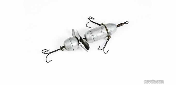 Fishing, Lure, Shakespeare,Revolution,Mickey Mouse Propellers,Round  Tail,Aluminum,c.1902 – Kovels