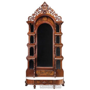 Furniture, Etagere, Rococo, Walnut, Pierced, Carved, Mirror, Corner ...