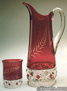 Ruby-Stained and Green Pattern Glass