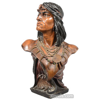 Indian, Bust, Indian Brave, Plaster, Painted, Hiawatha