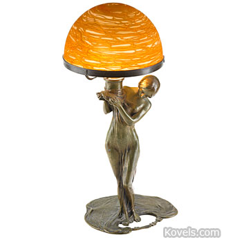 Lamp with Loetz Glass Shade