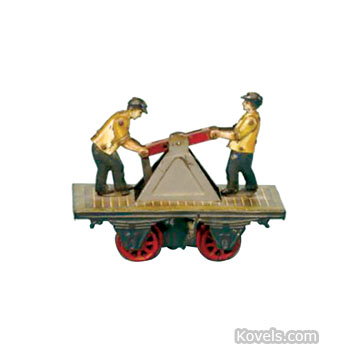 Toy, Train Car, Bing, Handcar, 2 Figures, Tin, Windup, O Gauge