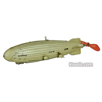 Toy, Zeppelin, Hindenburg, Tin Litho, Metal Propeller, Clockwork, Tippco, Germany