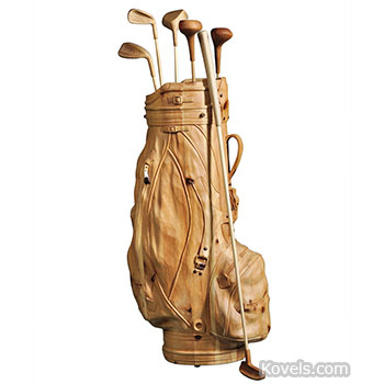 Wood Sculpture Of A Golf Bag