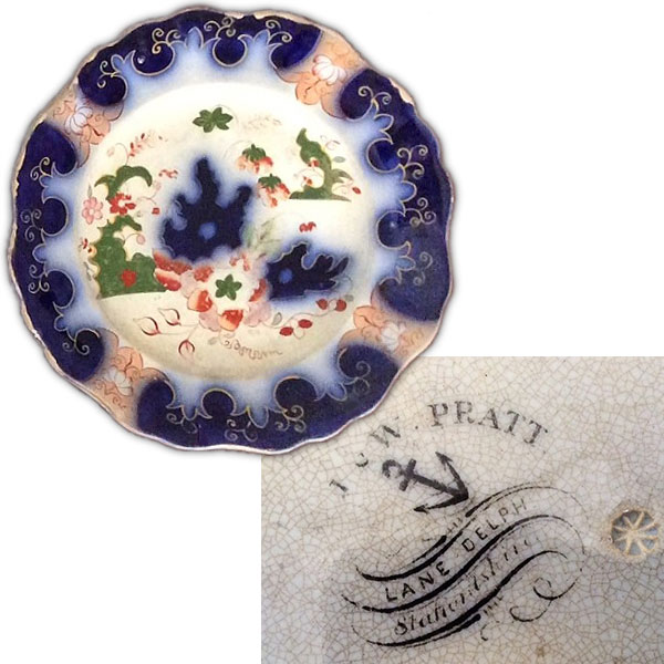 j & w pratt pottery plate and mark