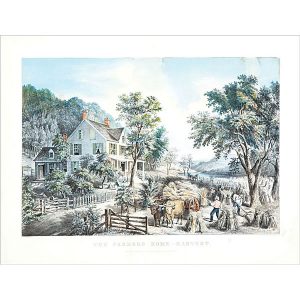Currier & Ives Prints Lot of 2 Folded Card Stock 5 x 7 each Vintage  Condition