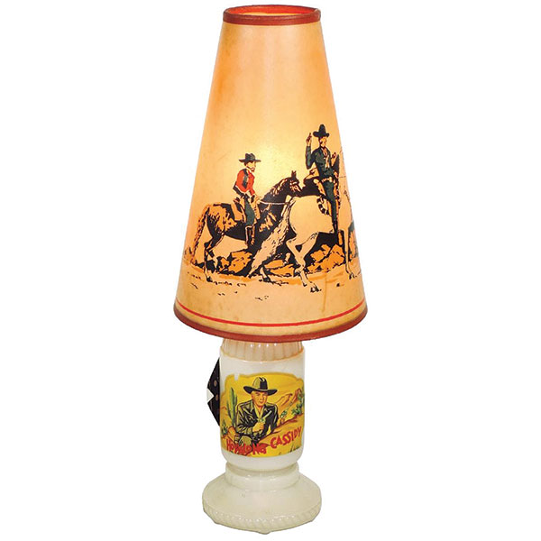 Hopalong Cassidy, Lamp, Aladdin, White Glass, Ribbed, Paper Shade ...