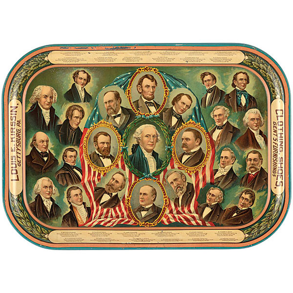 political tray with portraits of presidents