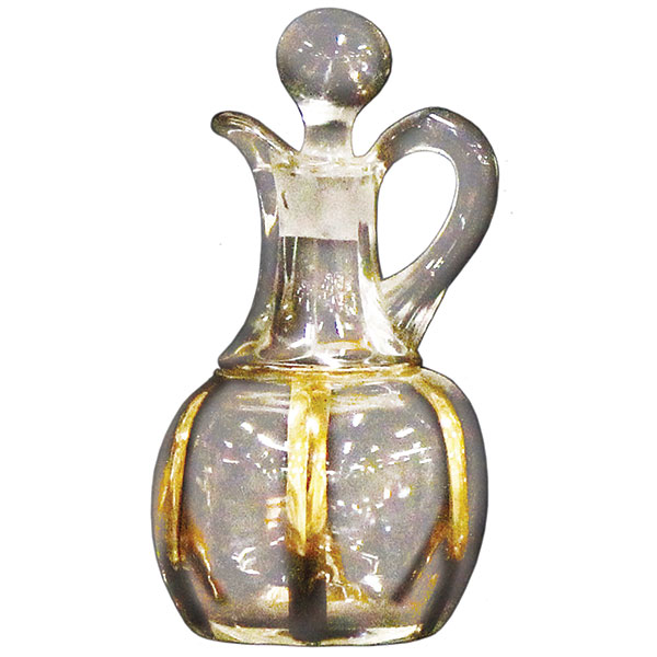 Pressed Glass, X-Ray, Cruet, Clear, Gold Trim, Riverside  ,