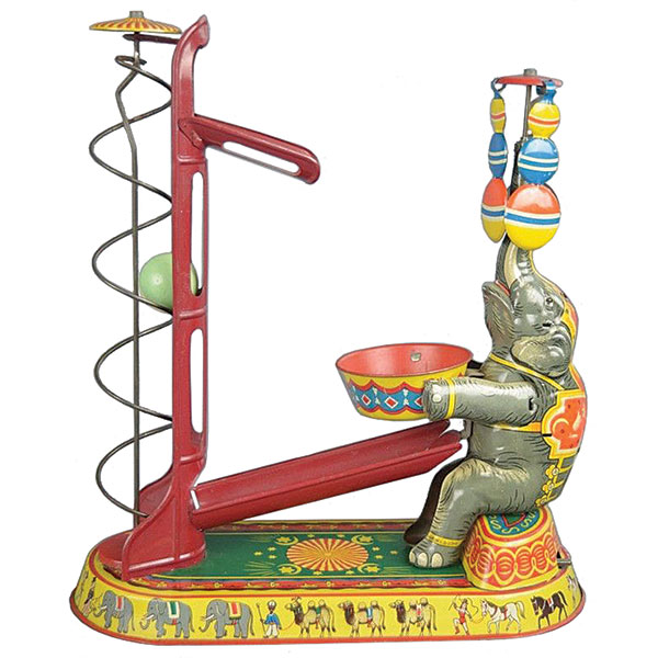 Toy, Circus Elephant, Tin, Windup, Joseph Wagner, Orignal Tin Toy Factory, Germany