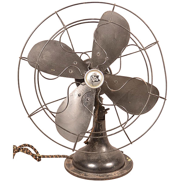 1910 Robbins & Myers oscillating fan, four blades, 20 1/ 2 in., $47.