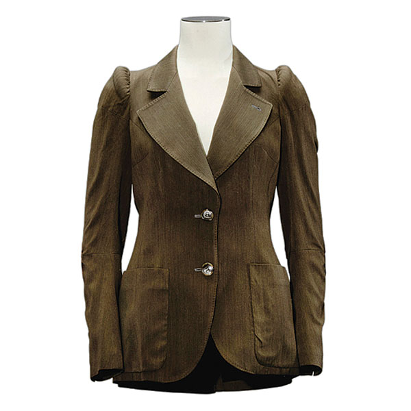 brown fitted cotton jacket padded shoulders martin margiela 1989