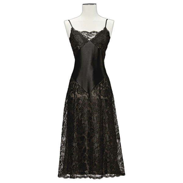 black satin and lace guipure slip yves saint laurent 1970