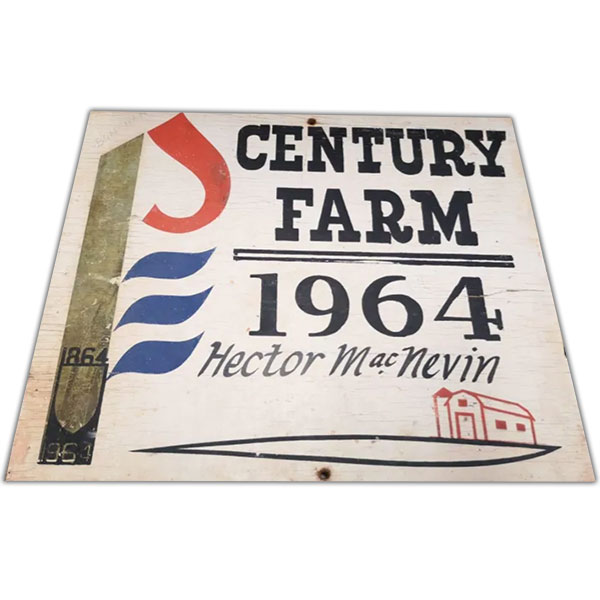 century farm sign, missing then found and returned