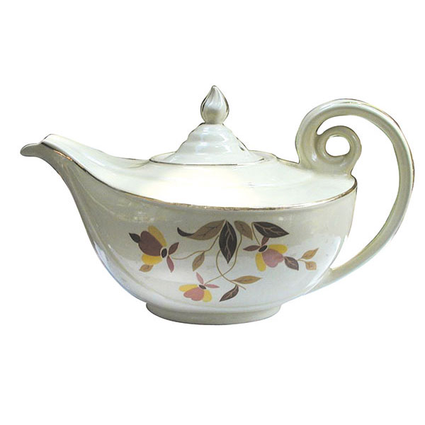 autumn leaf pattern aladdin shaped teapot