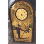 "Ski on Mountains" Clock