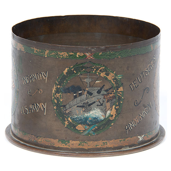 brass wwi era trench art ashtray vessel