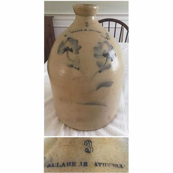 n. clark stoneware jug