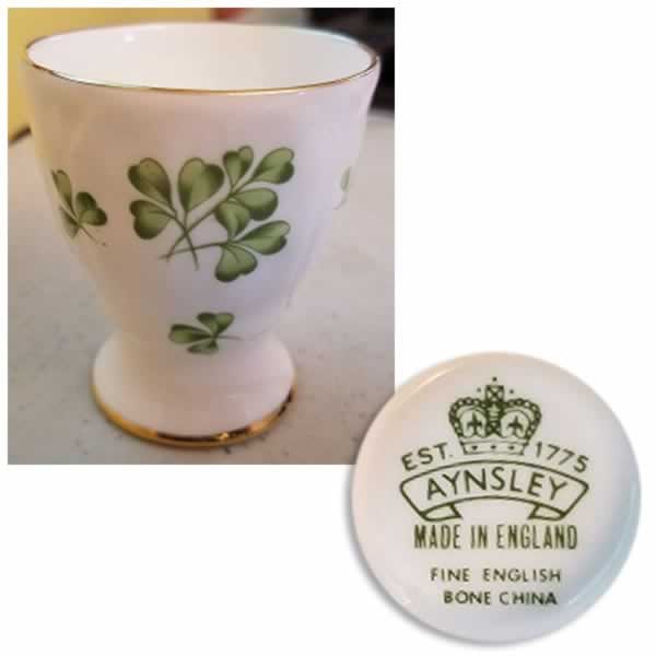 aynsley bone china shamrock eggcup