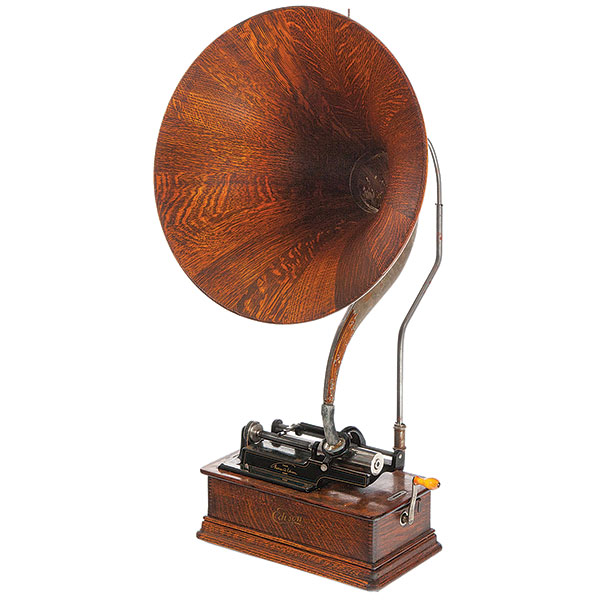 Phonographs, Edison, Home, Oak Case, Oak Cygnet Horn, c.1915