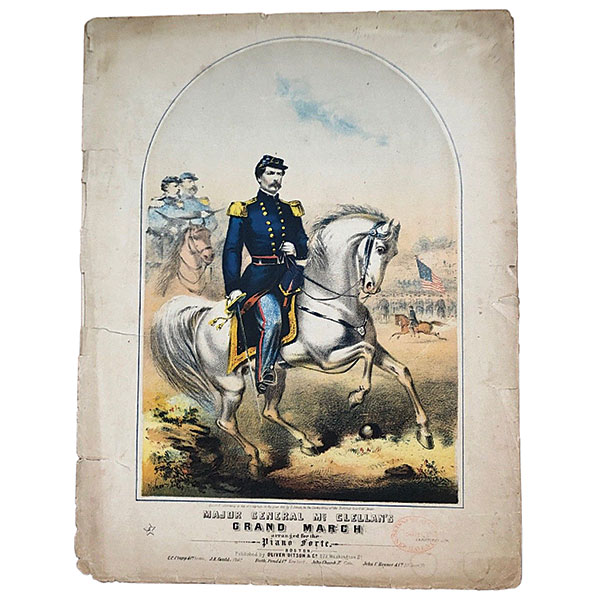 Sheet Music, Grand March, Major General McClellan, Piano Forte, Musical, 1861