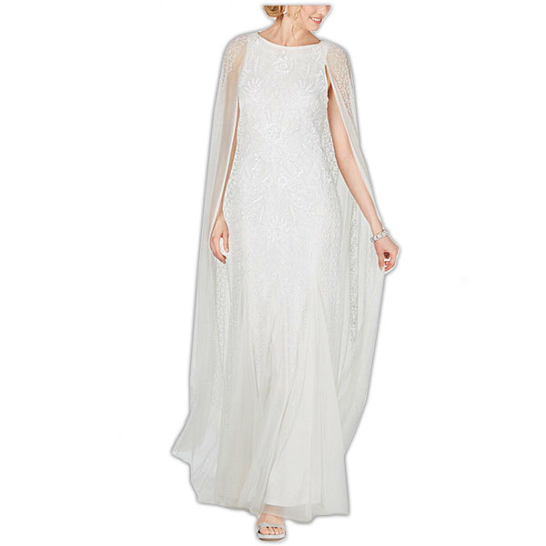 1920s-style caped wedding dress