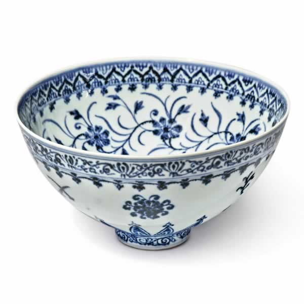 ming dynasty bowl yongle period blue and white floral