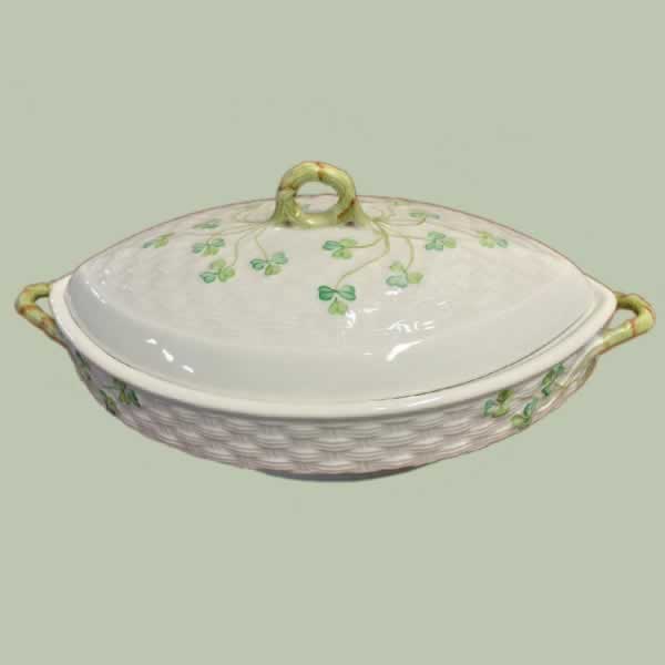 belleek shamrock covered dish