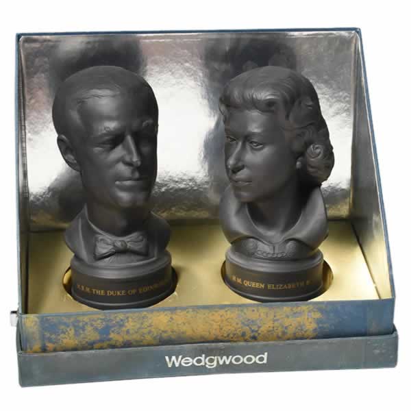 royal collectible queen elizabeth ii and prince philip wedgwood black basalt busts