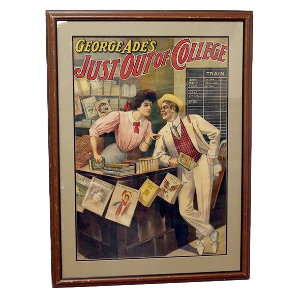 george ade's just out of college framed advertising poster