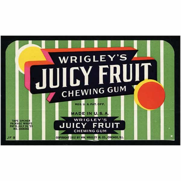 Wrigley’s Juicy Fruit Chewing Gum box fly