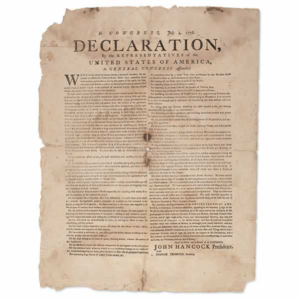 broadside edition declaration of independence