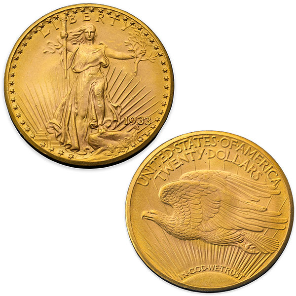 1933 us gold double eagle coin with lady liberty american eagle
