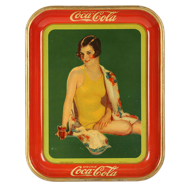coca-cola tray girl in bathing suit