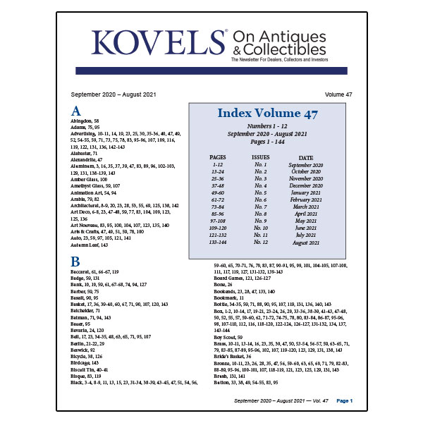 Kovels On Antiques & Collectibles Vol. 47 - Sept 2020 to August 2021