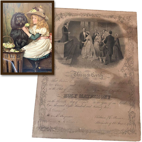 1889 marriage certificate found in picture at thrift store