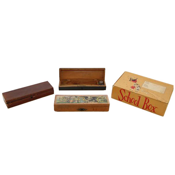 vintage school pencil boxed and cigar boxes